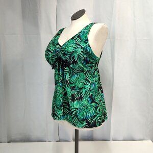 DACI Tankini Swim Top 3XL Tropical Leaf Print No Bottom or Bra Insert Great Cond